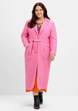 Große Größen: Bouclé-Wollmantel mit Gürtel und Taschen, pink, Gr.40 von sheego loves miss goodlife