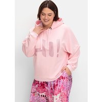 Große Größen: Kapuzensweatshirt mit Glitzersteinen und Rückenprint, rosa bedruckt, Gr.40-56 von sheego loves miss goodlife