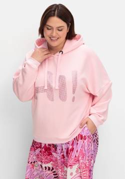 Große Größen: Kapuzensweatshirt mit Glitzersteinen und Rückenprint, rosa bedruckt, Gr.48 von sheego loves miss goodlife