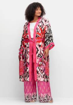 Große Größen: Kimono im Mustermix, aus Viskose-Satin, pink bedruckt, Gr.48 von sheego loves miss goodlife