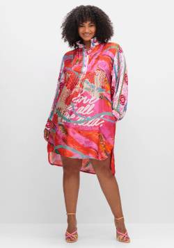 Große Größen: Kurzes Hemdblusenkleid mit Alloverdruck, pink bedruckt, Gr.40 von sheego loves miss goodlife