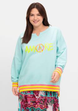 Große Größen: Sweatshirt mit Statementprint und Ringelbündchen, hellblau bedruckt, Gr.48 von sheego loves miss goodlife