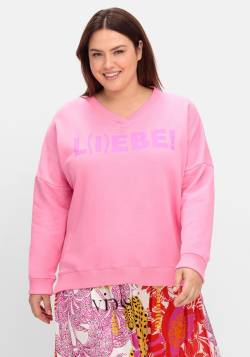 Große Größen: Sweatshirt mit Wordingprint und V-Ausschnitt, rosa bedruckt, Gr.54 von sheego loves miss goodlife