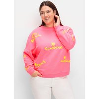 Große Größen: Sweatshirt mit neonfarbenen Wordingprints, pink gemustert, Gr.40-56 von sheego loves miss goodlife