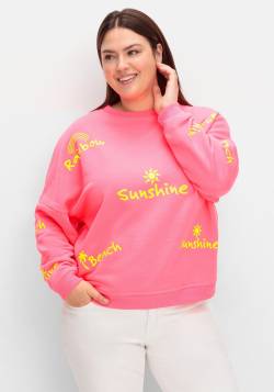 Große Größen: Sweatshirt mit neonfarbenen Wordingprints, pink gemustert, Gr.52 von sheego loves miss goodlife