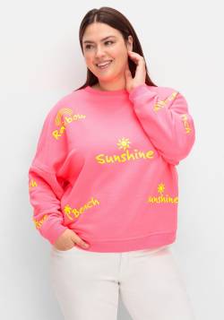 Große Größen: Sweatshirt mit neonfarbenen Wordingprints, pink gemustert, Gr.54 von sheego loves miss goodlife