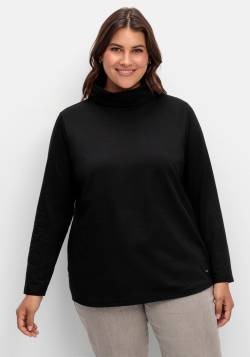 Große Größen: Langarmshirt mit Rollkragen, aus elastischem Jersey, schwarz, Gr.48 von sheego x Collection L.