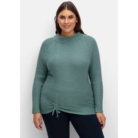 Große Größen: Pullover im Rippstrick, mit Raffung vorn, jade, Gr.40-54 von sheego x Collection L.