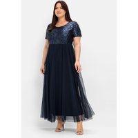 Große Größen: Abendkleid in A-Linie, mit Pailletten, marine, Gr.40-58 von sheego