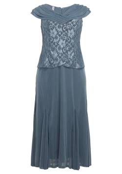 Große Größen: Abendkleid mit Godetfalten und Spitze, blaugrau, Gr.58 von sheego