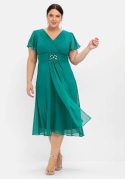 Große Größen: Abendkleid mit Schmuckbrosche, opalgrün, Gr.54 von sheego