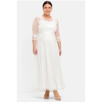 Große Größen: Abendkleid mit Spitzenapplikationen in Corsagenoptik, offwhite, Gr.40-58 von sheego