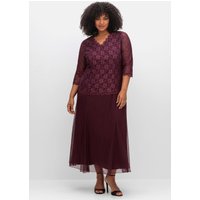 Große Größen: Abendkleid mit Spitzenoberteil und Chiffonrock, aubergine, Gr.40-58 von sheego