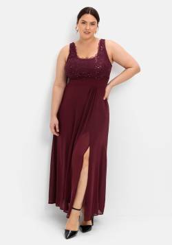 Große Größen: Abendkleid mit floraler Spitze, aubergine, Gr.42 von sheego