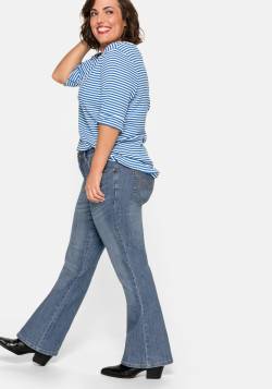 Große Größen: Bootcut-Jeans in 5-Pocket-Form, mit Used-Effekten, blue Denim, Gr.58 von sheego