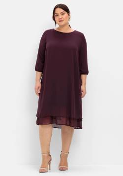 Große Größen: Cocktailkleid aus Chiffon, im Lagenlook, burgund, Gr.44 von sheego