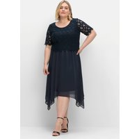 Große Größen: Cocktailkleid aus Chiffon, mit Zierbortenstickerei, nachtblau, Gr.40-58 von sheego