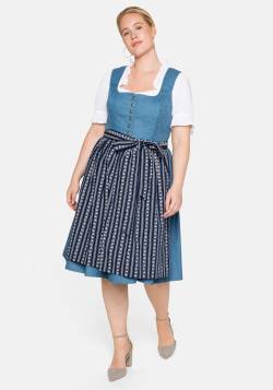 Große Größen: Dirndl im Denim-Look, mit bedruckter Schürze, blue Denim, Gr.42 von sheego