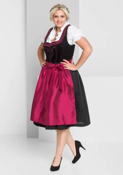 Große Größen: Dirndl mit Schürze und Bluse 3tlg., schwarz-rot, Gr.40 von sheego