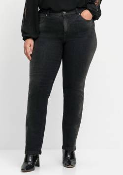 Große Größen: Gerade Jeans mit Wascheffekten, black Denim, Gr.44 von sheego