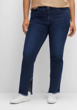 Große Größen: Gerade Jeans mit geschlitztem Innensaum, dark blue Denim, Gr.48 von sheego