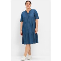 Große Größen: Jeanskleid aus leichtem Denim, in Volant-Optik, blue Denim, Gr.40-58 von sheego