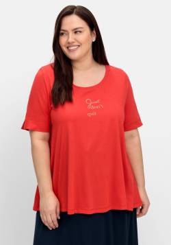 Große Größen: Jerseyshirt in A-Linie, mit Wordingprint, rot, Gr.40/42 von sheego