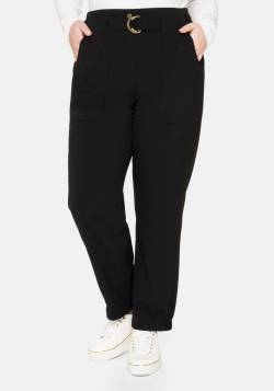 Große Größen: Joggpants im Cargostil, mit High-Waist-Bund, schwarz, Gr.40 von sheego