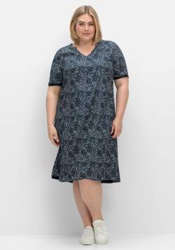 Große Größen: Kleid in leichter A-Linie, mit Punkte-Alloverprint, nachtblau gemustert, Gr.40 von sheego