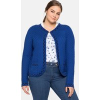 Große Größen: Kurze Trachten-Strickjacke mit Zierborte, royalblau, Gr.40/42-56/58 von sheego