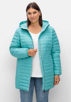 Große Größen: Leicht wattierte Longsteppjacke mit Kapuze, aqua, Gr.42 von sheego