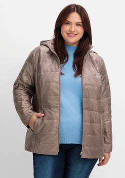 Große Größen: Leicht wattierte Steppjacke mit Kapuze, taupe, Gr.40 von sheego