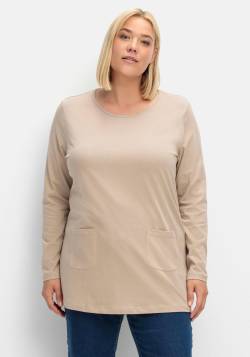 Große Größen: Longshirt mit aufgesetzten Taschen, sand, Gr.44 von sheego