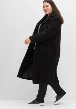 Große Größen: Mantel aus kuscheligem Fellimitat, schwarz, Gr.40 von sheego