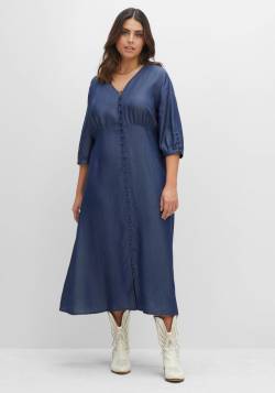 Große Größen: Maxikleid in Denimoptik, mit Knopfleiste, dark blue Denim, Gr.42 von sheego