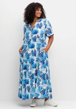 Große Größen: Maxikleid in Kaskadenform, mit maritimem Print, weiß gemustert, Gr.52 von sheego