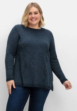 Große Größen: Melierter Pullover in A-Linie, flauschige Qualität, nachtblau meliert, Gr.40/42 von sheego