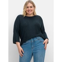 Große Größen: Oversized-Pullover mit 3/4-Arm, aus Bändchengarn, nachtblau, Gr.40/42-56/58 von sheego