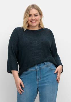 Große Größen: Oversized-Pullover mit 3/4-Arm, aus Bändchengarn, nachtblau, Gr.40/42 von sheego