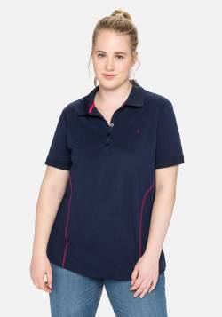 Große Größen: Poloshirt in Piqué-Qualität, mit Teilungsnähten, marine, Gr.40/42 von sheego