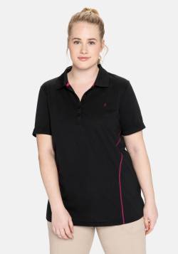 Große Größen: Poloshirt in Piqué-Qualität, mit Teilungsnähten, schwarz, Gr.48/50 von sheego