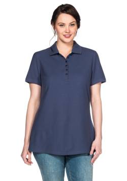 Große Größen: Poloshirt mit kurzem Arm, in Piqué-Qualität, jeansblau, Gr.44/46 von sheego