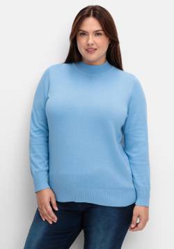 Große Größen: Pullover aus Feinstrick, mit Stehkragen, himmelblau, Gr.44 von sheego