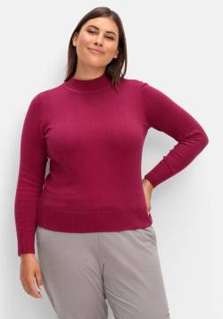 Große Größen: Pullover aus Feinstrick, mit Stehkragen, weinrot, Gr.46 von sheego