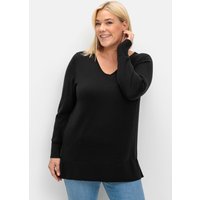 Große Größen: Pullover aus leichtem Strick, mit V-Ausschnitt, schwarz, Gr.40/42-56/58 von sheego