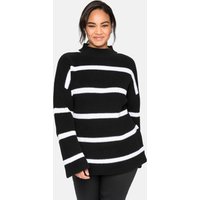 Große Größen: Pullover in Boxy-Form, mit Streifenmuster, schwarz-weiß, Gr.40/42-56/58 von sheego