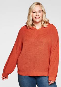 Große Größen: Pullover mit Kapuze, in Perlfang-Struktur, kupferfarben, Gr.40/42 von sheego