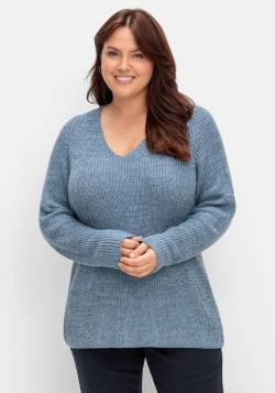 Große Größen: Pullover mit Kaschmir, in leichter A-Linie, himmelblau meliert, Gr.40/42 von sheego