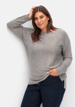 Große Größen: Pullover mit Rundhalsausschnitt und Ripp-Details, grau, Gr.40 von sheego