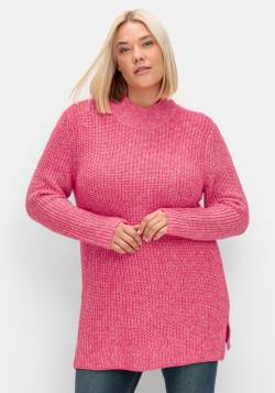 Große Größen: Pullover mit Stehkragen, im Patentstrick, pink, Gr.40/42 von sheego